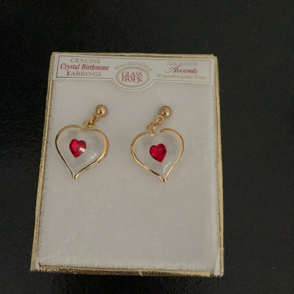 Glass heart earrings